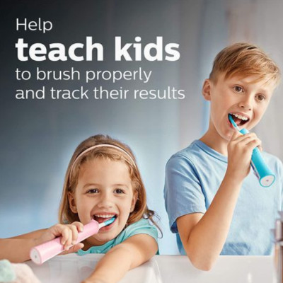 Bàn chải đánh răng điện trẻ em Philips Sonicare HX6352/43 hỗ trợ Bluetooth kết nối với ứng dụng và giúp trẻ từ từ tăng thời gian đánh răng - HÀNG NHẬP KHẨU