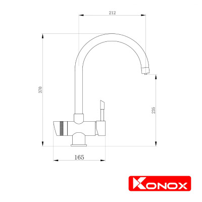 Vòi rửa bát 3 đường nước Konox, Model Trim-Water Black, 3 phiên bản màu, Bề mặt mạ PVD mạ vân đá, Lõi đồng tiêu chuẩn CW617N, Linh kiện phụ trợ dòng chảy nhập khẩu châu Âu, Bảo hành chính hãng 5 năm, Hàng chính hãng