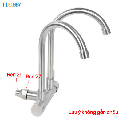 Vòi rửa chén gắn tường 2 đầu xả inox 304 Hobby home decor G2D