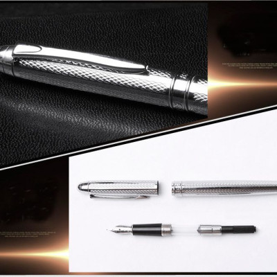 Bút Máy Vỏ Kim Loại Mạ Màu Vàng Bạc ngòi M