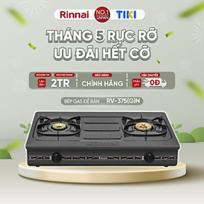 Bếp gas dương Rinnai RV-375(G)N mặt bếp men và kiềng bếp men - Hàng chính hãng.