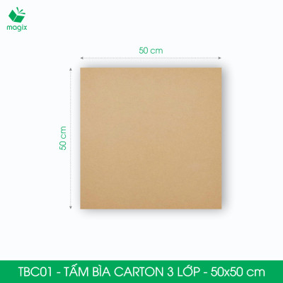 TBC01 - 50x50 cm - 5 tấm bìa carton 3 lớp nguyên tấm cứng cáp, bìa gói hàng, bìa mô hình