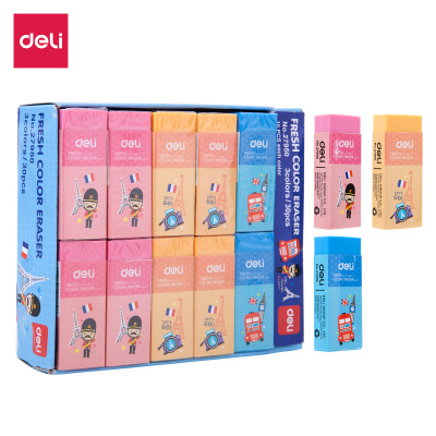 Tẩy Hình Vẽ Hoạt Hình Deli - Hồng / Cam / Xanh Dương - Hộp 30/45 Chiếc -W27956 / W27950