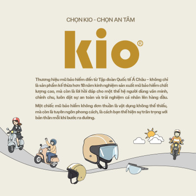 Mũ Bảo Hiểm Nửa Đầu Kio SafeStyle Go KN02KD, Kính Dài Phủ Nano Chống Tia UV, Lớp Lót Kháng Khuẩn