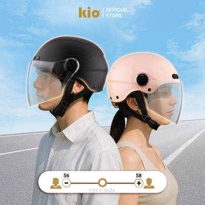 Mũ Bảo Hiểm Nửa Đầu Kio SafeStyle Go KN02KD, Kính Dài Phủ Nano Chống Tia UV, Lớp Lót Kháng Khuẩn
