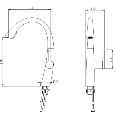 Vòi rửa chén nóng lạnh, dây kéo 2 chế độ Eurolife EL-KM07 (Trắng bạc)