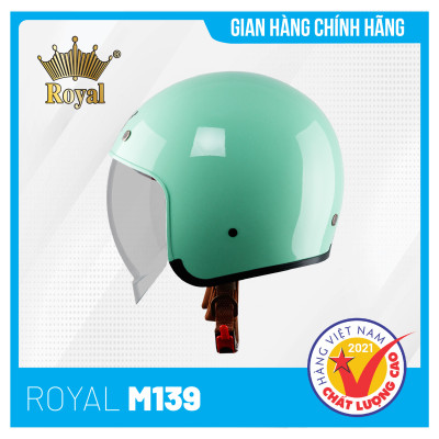 Nón bảo hiểm Royal M139 Kính Âm Trơn Sành Điệu, Trẻ Trung, Thời Thượng - Xanh Ngọc Bóng - Size L
