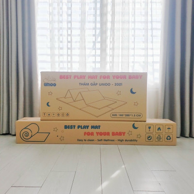 Thảm gấp gọn chống thấm 2 mặt Umoo chính hãng kích thước 180x200cm dày 1.5cm mẫu Chữ số