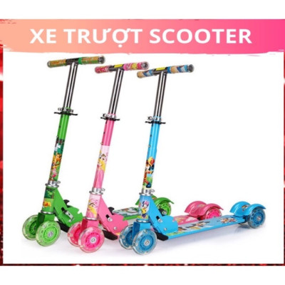 Xe Trượt Scooter 2 Bánh Bằng Sắt Cho Bé Từ 3 Đến 10 Tuổi Bánh Xe Phát Sáng Khi Chạy