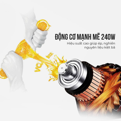 Máy ép chậm Elmich JEE - 1855OL, công suất 240W, ống tiếp nguyên liệu rộng 83mm, độ ồn cực thấp 55 dB - Hàng chính hãng (New)