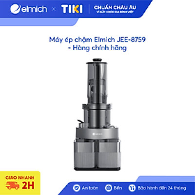 Máy ép chậm Elmich JEE-8759, công suất 240W mạnh mẽ ép kiệt bã, giữ lại chất dinh dưỡng và hương vị trong trái cây,độ ồn dưới 58dB, ép kiệt tới 98% - Hàng chính hãng