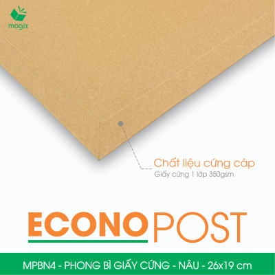 MPBN4 - 26x19 cm - Combo 100 phong bì giấy cứng đóng hàng màu nâu thay thế túi gói hàng