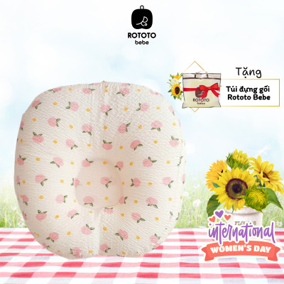 Gối chống trào ngược cho bé Rototo Bebe chất liệu đặc biệt Ripple gợn sóng - Caro bạc hà