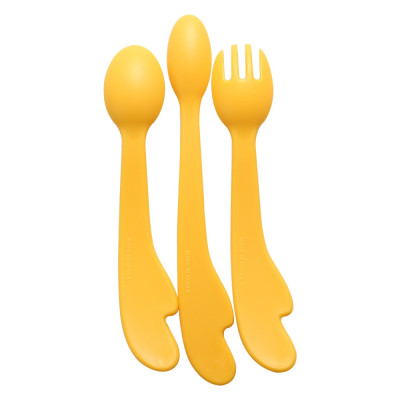 Bộ thìa dĩa ăn dặm làm từ nhựa sinh học Dừa - Set thìa dĩa 3 món UINLUI