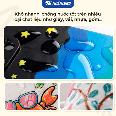 Bút sơn/ Bút lông 12/24/36 màu - Acrylic Markers 2 đầu ngòi ThiênLong Colokit - Màu sắc tươi sáng Trang trí đa chất liệu