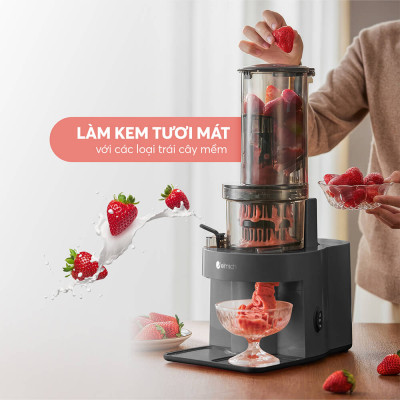 Máy ép chậm Elmich JEE-8759, công suất 240W mạnh mẽ ép kiệt bã, giữ lại chất dinh dưỡng và hương vị trong trái cây,độ ồn dưới 58dB, ép kiệt tới 98% - Hàng chính hãng