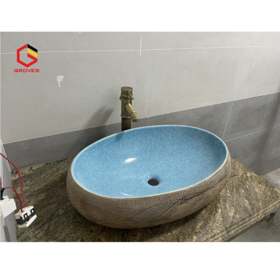 CHẬU LAVABO ELIP, CHẬU RỬA MẶT XANH NGỌC BÍCH RẤT ĐẸP VÀ SANG TRỌNG QUÝ PHÁI GROVES NHẬP KHẨU CHÍNH HÃNG GRVL 8126
