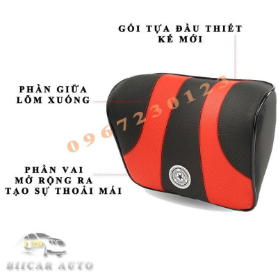 Gối tựa đầu và tựa lưng ô tô cao su non vỏ bọc da nhập khẩu cao cấp