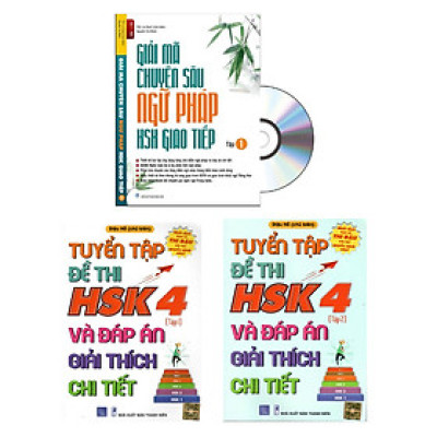 Combo 3 sách Bộ đề tuyển tập đề thi năng lực Hán Ngữ HSK 4 và đáp án giải thích chi tiết +Giải mã chuyên sâu ngữ pháp HSK giao tiếp tập 1+DVD