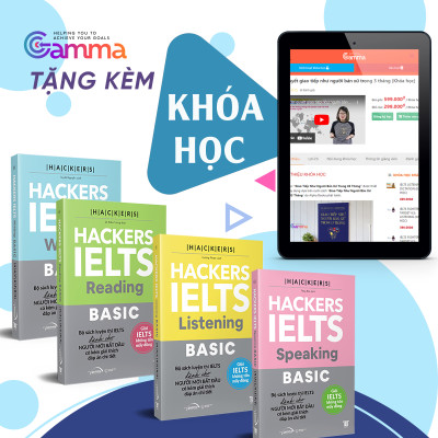 [ THANG LONG BOOKS ] Combo 4 cuốn Hackers IELTS Bassic :  Reading + Writing + Listening + Speaking