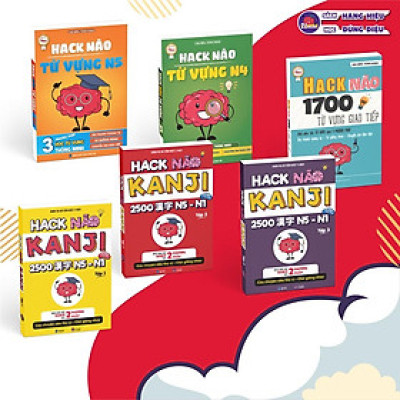 Combo Hack Não Kanji Tập 1,2,3 + Hack Não Từ Vựng N5,4 + Hack Não Từ Vựng Tiếng Nhật (1700 Từ Vựng Giao Tiếp)
