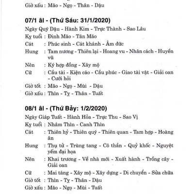 Ngày Lành Tháng Tốt 2020