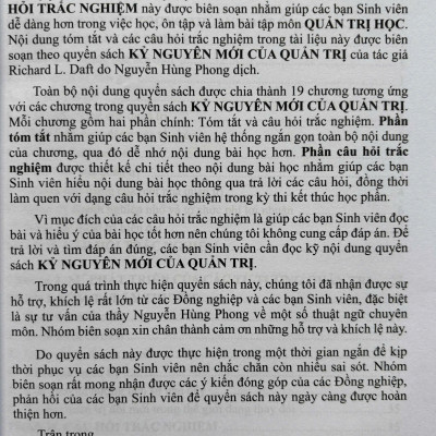 Quản Trị Học - Tóm Tắt Lý Thuyết Và Câu Hỏi Trắc Nghiệm