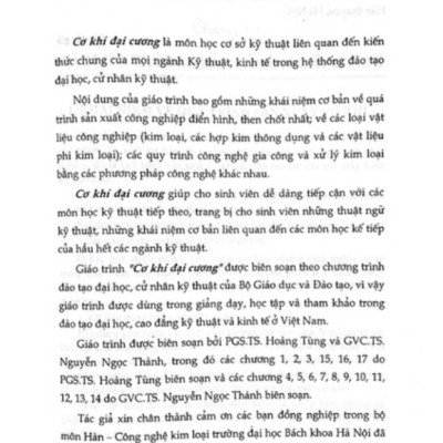 Sách - Giáo Trình Cơ Khí Đại Cương- Dùng Trong Đào Tạo Cử Nhân Kỹ Thuật (DN)