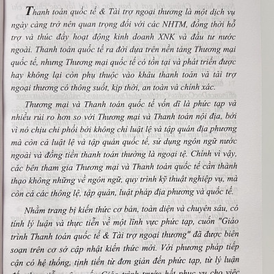 Sách - Giáo Trình Thanh Toán Quốc Tế & Tài Trợ Ngoại Thương