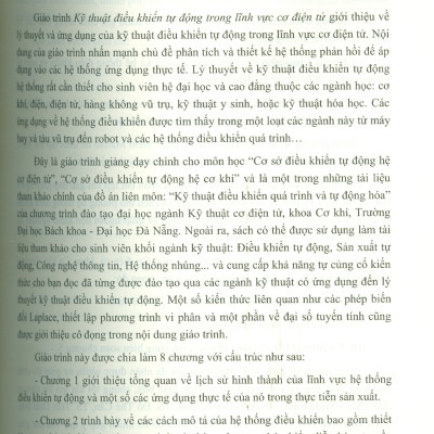 Kỹ Thuật Điều Khiển Tự Động Trong Lĩnh Vực Cơ Điện Tử - TS. Võ Như Thành chủ biên, TS. Đặng Phước Vinh