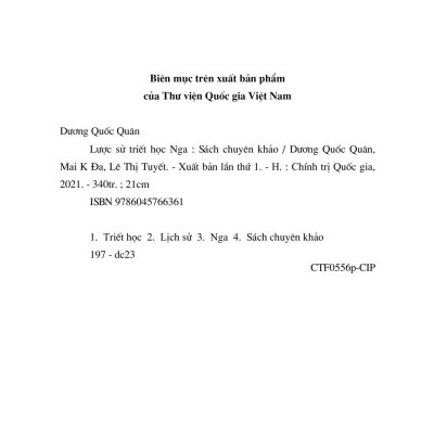 Lược Sử Triết Học Nga (Sách Chuyên Khảo)