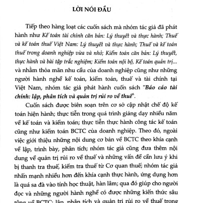 Báo Cáo Tài Chính - Lập, Phân Tích Và Quản Trị Rủi Ro Về Thuế