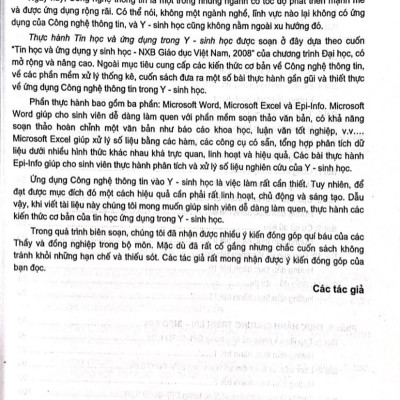 Thực Hành Tin Học Và Ứng Dụng Trong Y - Sinh Học (Dùng cho đào tạo bác sĩ y học cổ truyền)