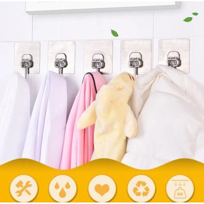 MÓC DÁN TƯỜNG INOX 304 DÁN CHẢI TREO DAO, THỚT, TREO ĐỒ DÙNG ĐA NĂNG SIÊU DÍNH