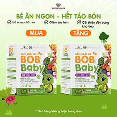 Cốm bổ sung chất xơ cho bé BobBaby Dân Khang hỗ trợ tiêu hóa giảm táo bón hộp 20 gói