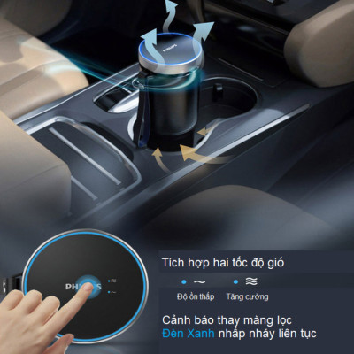 Máy khủ mùi và lọc không khí trên ô tô dạng cốc thương hiệu Philips Hà Lan cao cấp GP5601 và GP5602 - Hàng Nhập Khẩu