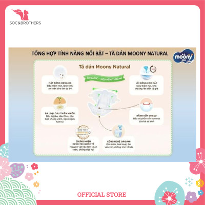 Bỉm dán cao cấp Moony Natural Organic size NB 62+4