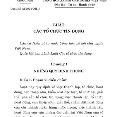 Luật các tổ chức tín dụng (bản in 2024)