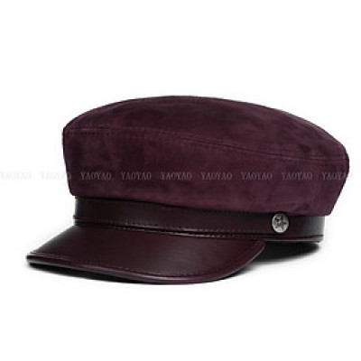 Mũ beret nữ da cừu phối da lộn cao cấp BHY1920 Nón lưỡi trai nữ phong cách Hàn Quốc