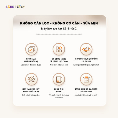 Máy làm sữa hạt Bear 0.6L SB-SH06C 0.6L (600W) - Hàng chính hãng