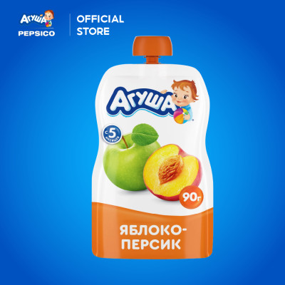 Thùng 10 Gói Trái cây nghiền vị táo và đào Agusha 90g/gói dành cho bé từ 6 tháng trở lên