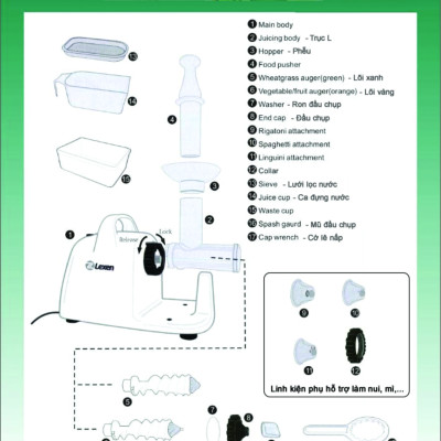 Linh kiện máy ép điện cỏ lúc mì LEXEN - Khay đựng nước ép - Hàng chính hãng