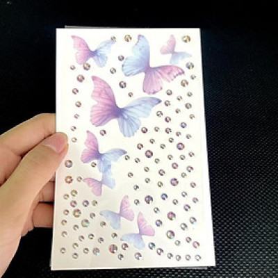 Vỉ đá dán mặt kèm bướm đá ngũ sắc