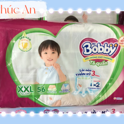 Tặng thêm 2 miếng | Tã Quần Bobby Cho Bé Size XXL 56 Miếng 15 Đến 25 Kg - Bỉm Quần Trẻ Em Bobby Size XXL56 | 2XL 56
