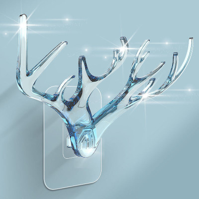 Móc Treo Đồ Vật Dán Tường Sừng Hươu Trong Suốt DEERHORN 18Cm, Móc dán tường hình sừng hươu decor trang trí nhà cửa