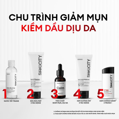 Bộ sản phẩm Men Stay Simplicity chăm sóc da dầu mụn cho nam Acne Relief Skincare Trio: Sữa rửa mặt 100g x Serum 30ml x Kem dưỡng ẩm 80g