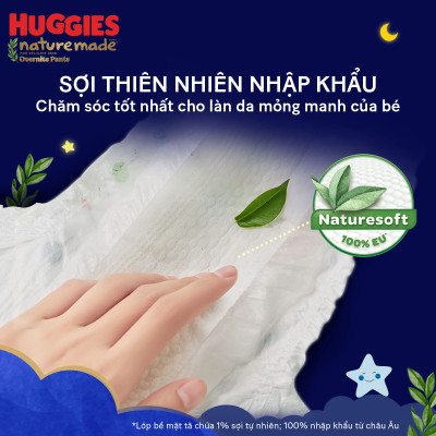 Combo 2 Tã quần Huggies Naturemade ban đêm M58/L44/XL38/XXL26