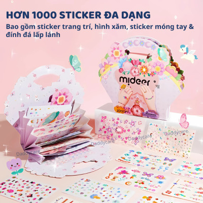 Hình xăm cho bé, dán móng tay cho bé Mideer Garden Fairy Dress Up Sticker Pack 1000 miếng