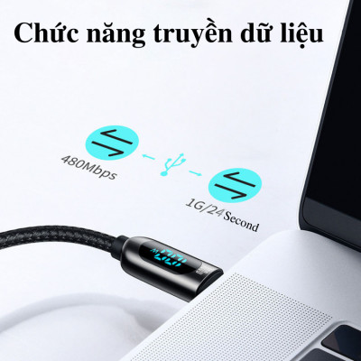 Cáp sạc Baseus Display Fast Charging Data Cable- CATSK nhanh Type-C to Type-C 100W- hàng chính hãng