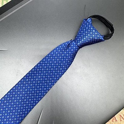 Cà vạt nam mẫu thắt sẵn dây kéo bản nhỏ 6cm mẫu xanh nhạt họa tiết chấm